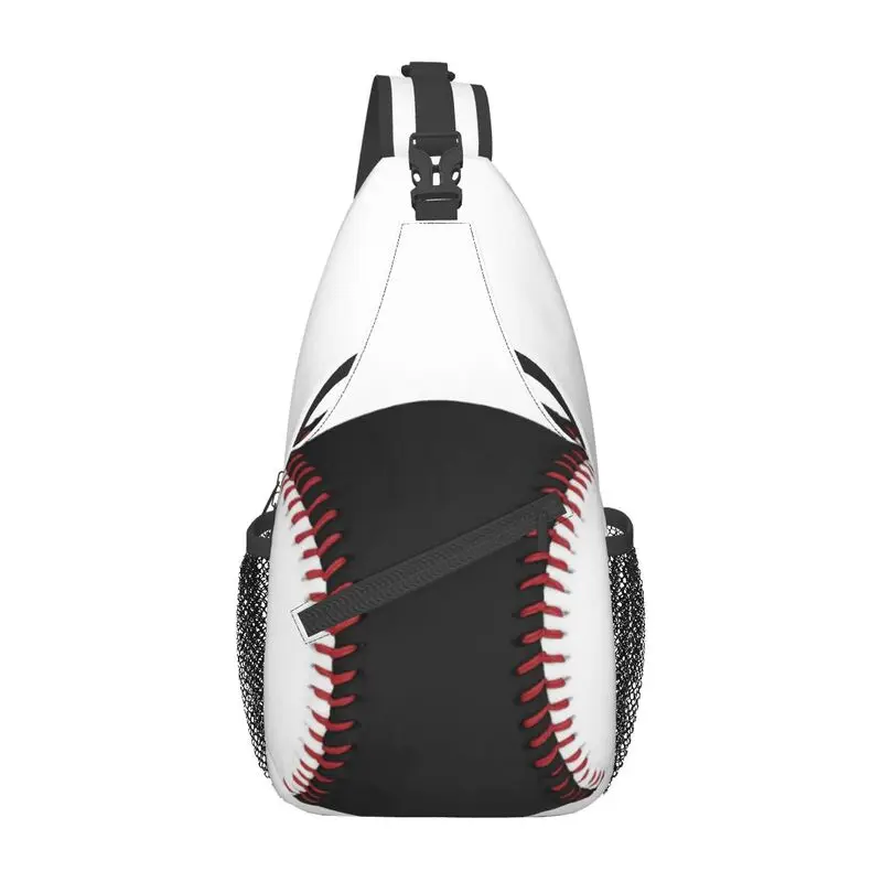 Mochila de béisbol negra para hombre, bandolera de hombro informal para senderismo