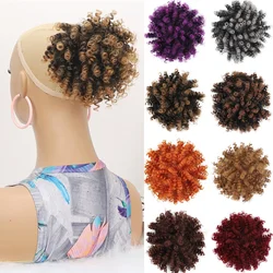 Jeedou Synthetic African Hair Bun Curly Chignon Scrunchie Wrap Black Women's Hair Ponytail Extension Donut Chignon Hairpieces