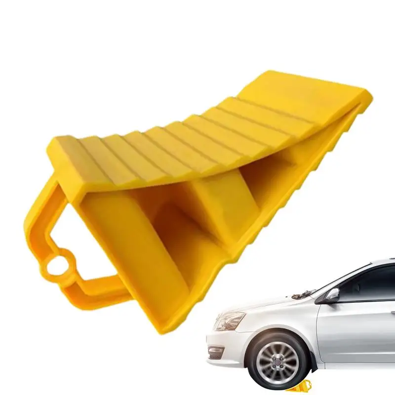 Car Wheel Chock Anti-Slip Multipurpose Wheel Stopper Portable Yellow Tire Chocks Wear-Resistant Tire Stopper for Trucks RVs