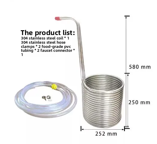 Factory direct home brewed beer 304 material stainless steel beer cooling coil cools down quickly