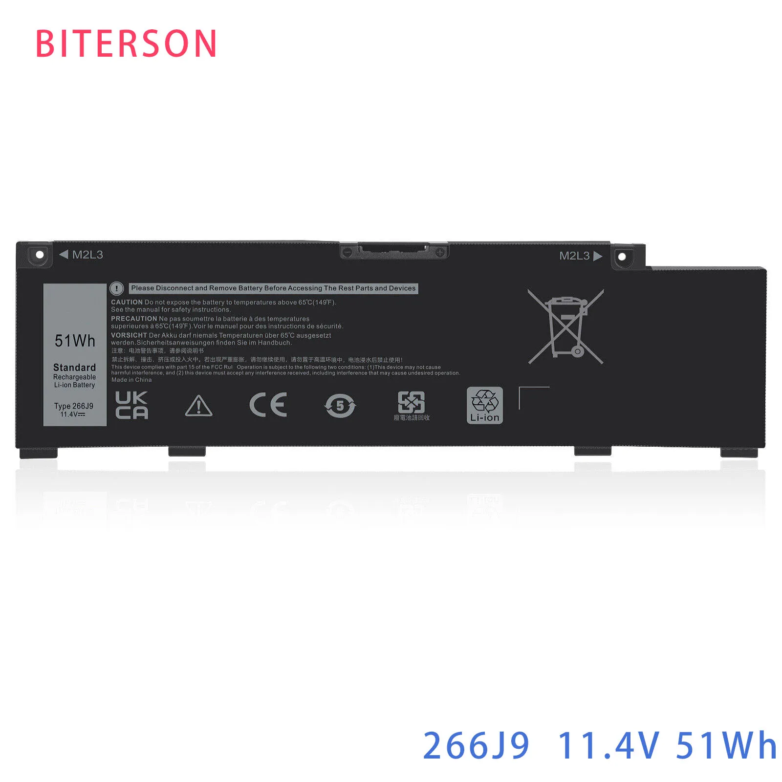 Biterson  266J9 51WH Laptop Battery for Dell G3 15 3590 3500 G5 15 5500 5505 Inspiron 14 5490 266J9 M4GWP PN1VN 11.4V