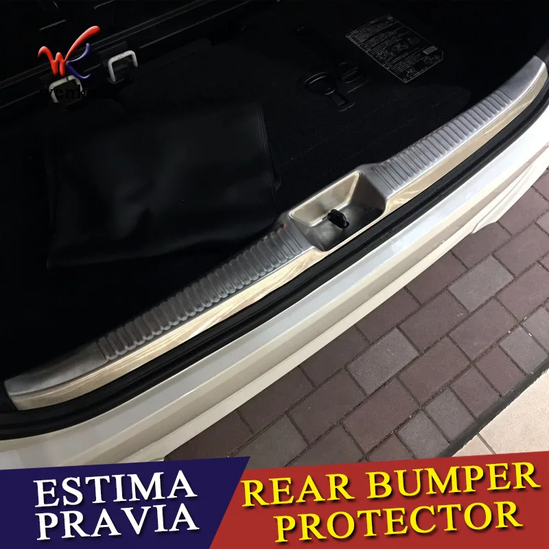 For Toyota Previa Estima ACR50 Rear Trunk Bumper Protector Guard Trunk Tread Plate Cover Trunk sills stainless Car Accessories