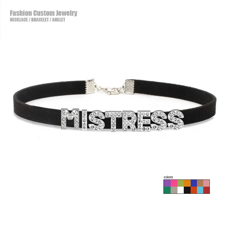 Mode Strass Letters MISTRESS Choker Ketting voor Vrouwen Sexy Suggestive Goth Choker Kraag Cosplay Aangepaste Sieraden Gift