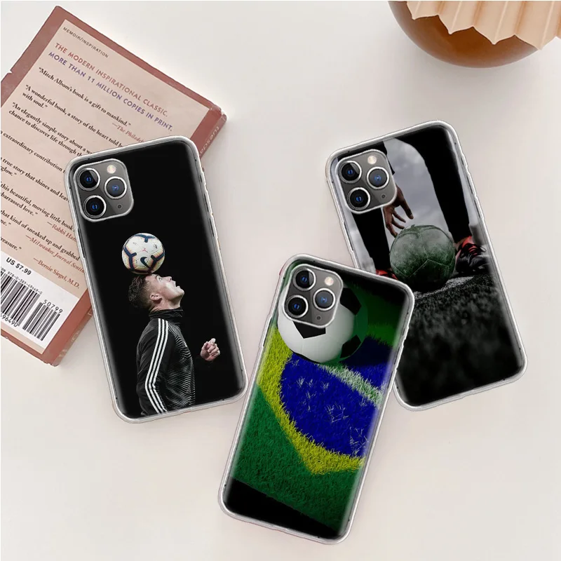 Football Soccer Ball Design Phone Case For Iphone 14 13 15 Pro Max Apple 11 12 Mini X XS XR 16 Plus 6 6S 5 5S Clear Cov