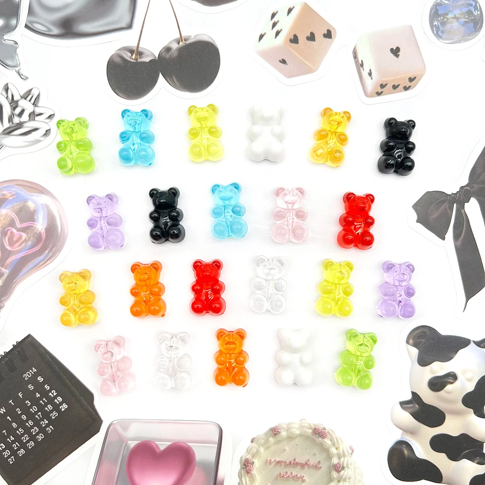 22Pcs/Set Colorful Crystal Bear Shoe Decoration Charms Children Lovely Shoe Buckle Accessories For Wristband