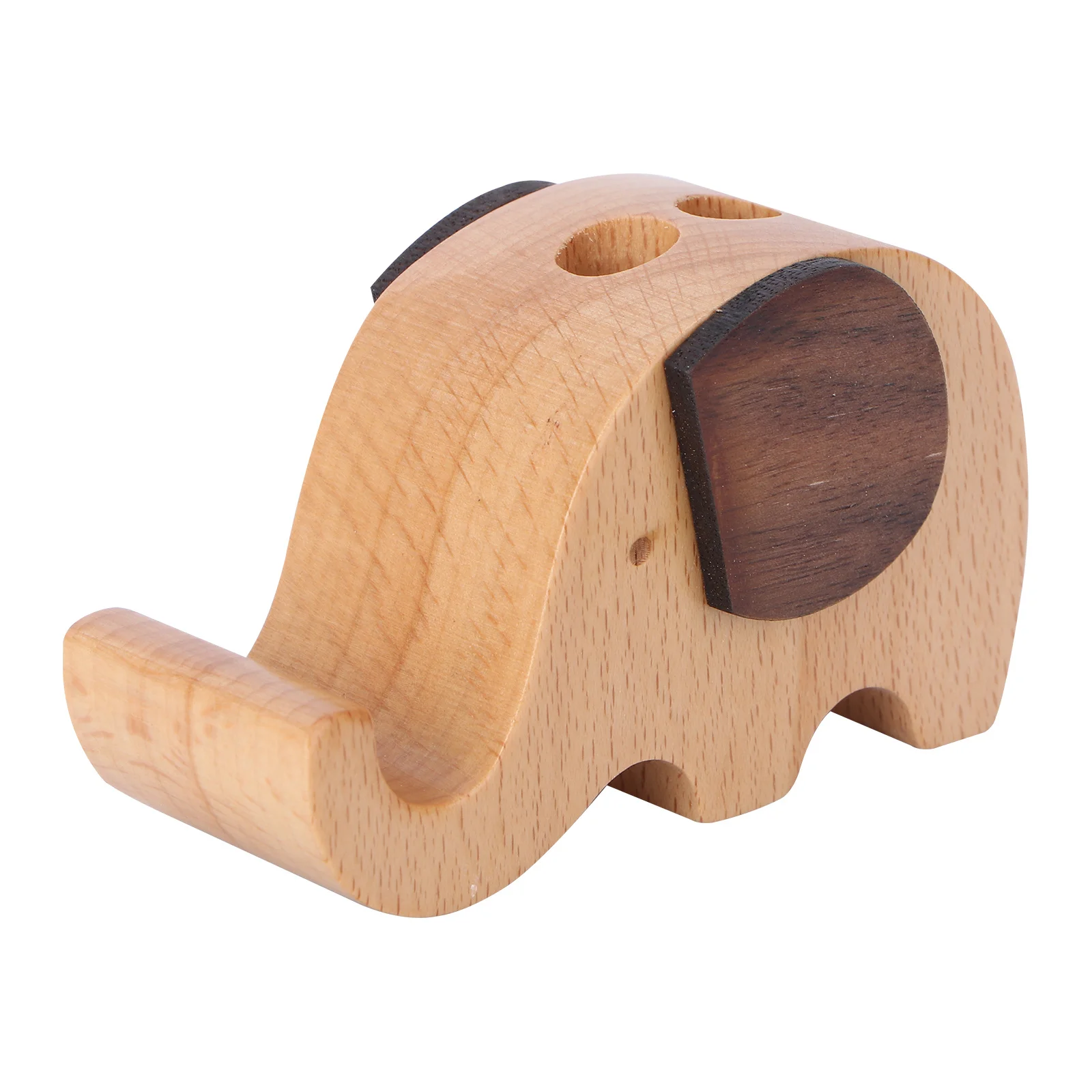 

Multi-Function Phone Holder Elephant Wooden Desk Organizer Pen Storage Pot Cell Phone Stand Pencil Container