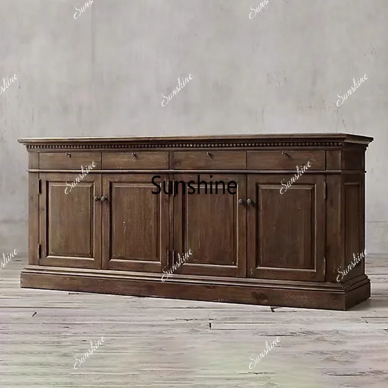 American solid wood TV cabinet four-door side locker