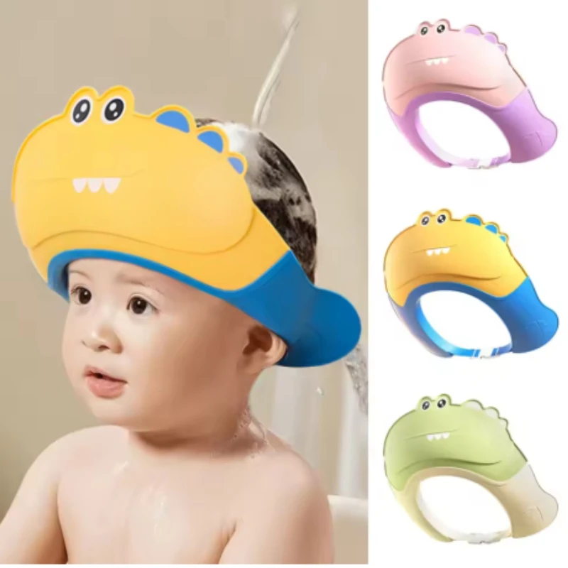 Baby Swim Shower Cap Bath Shampoo Adjustable Eye Protection Head Water Cover Baby Care Wash Hair Shower Cap For 0-6 Years Kids