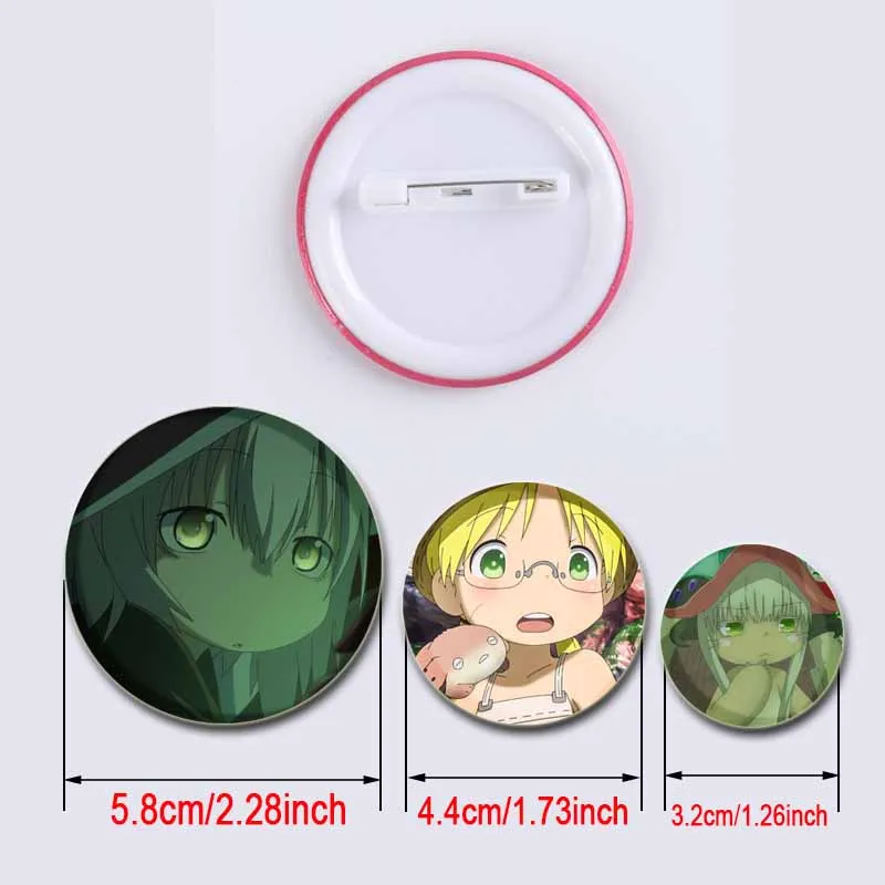 58/44/32mm Anime Made in Abyss Pins Tinplate Badge DIY Custom Cartoon Brooches for Fans Collection Gifts Clothes Hat Decoration