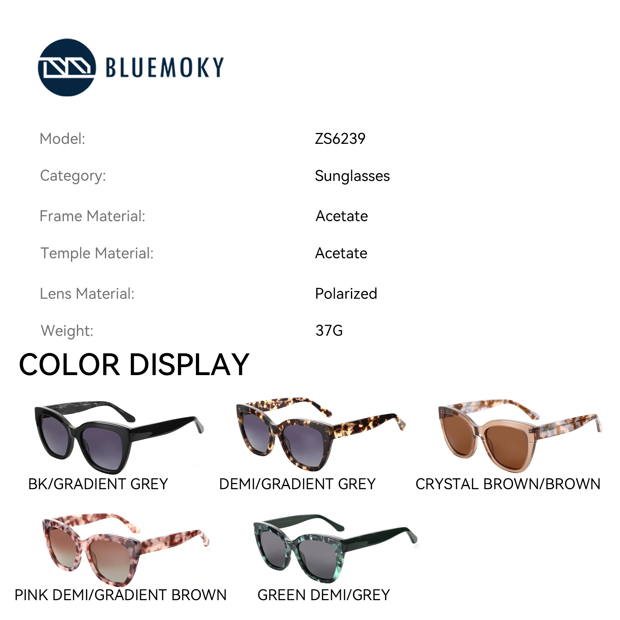 نظارات شمسية BLUEMOKY للسيدات على شكل عين القطة مستقطبة للحماية من الأشعة فوق البنفسجية 400، إطار مربع كبير الحجم للاستخدام اليومي، تصميم لطيف #3