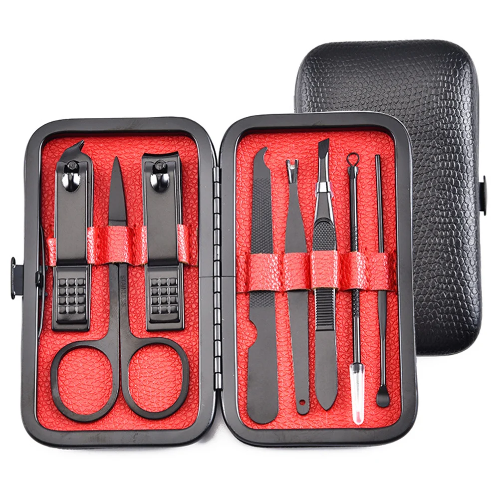 1세트 스테인리스 스틸 클리퍼 트리머 파일 키트 매니큐어 페디큐어 내구성 있는 그루밍 필수품 금속 케어 세트 매니큐어 도구