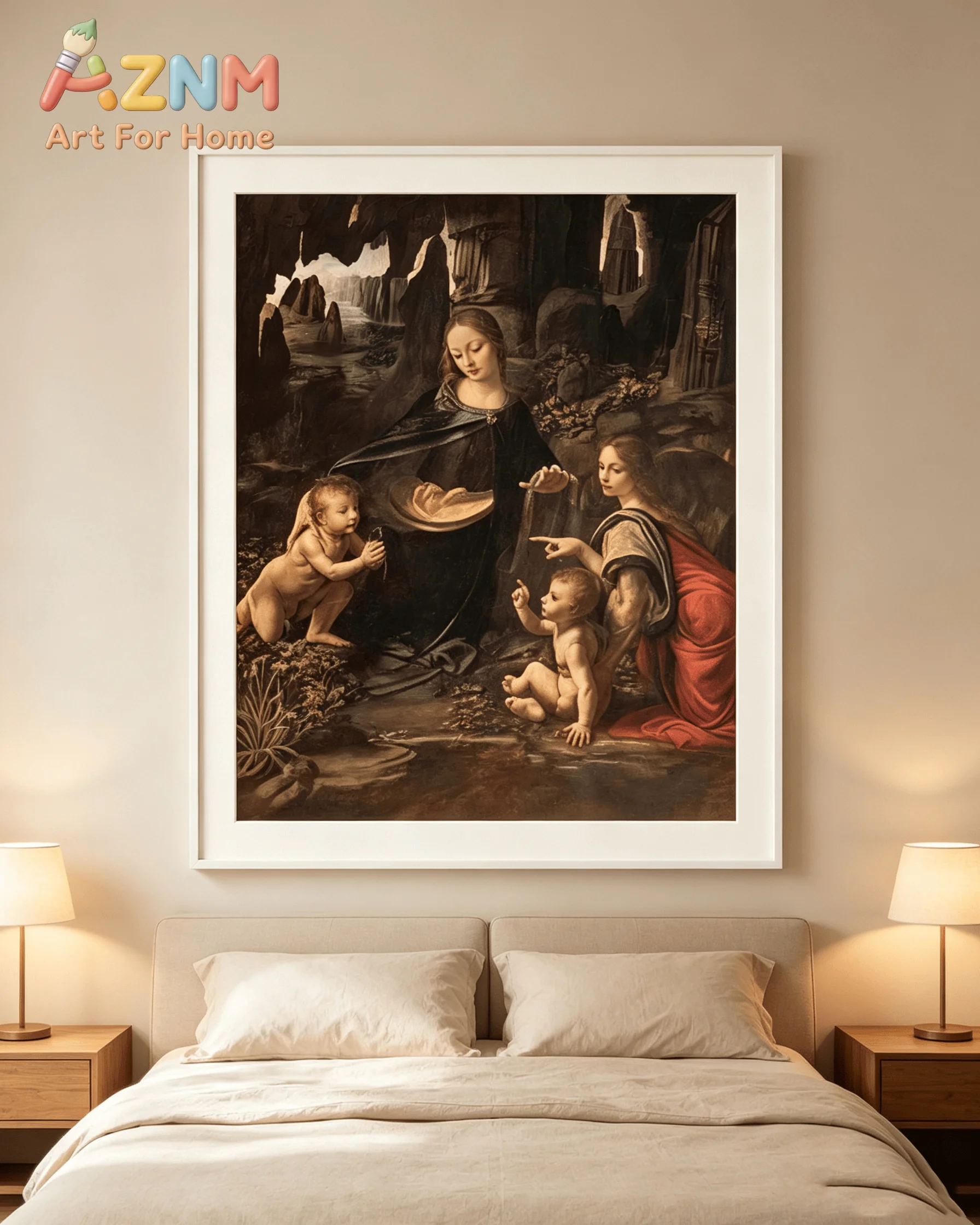 Folder Art Print Virgin of the Rocks Da Vinci Canvas Wall Art Classic Religious Renaissance Painting Decor Unframed