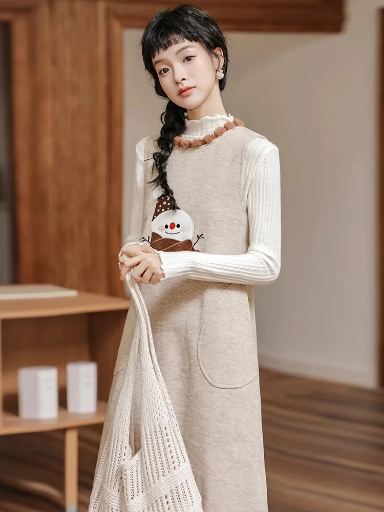 여성용 니트 민소매 드레스, 파티, 웨딩, 가을, 메쉬, 오픈 니트, 반투명, 꽃잎 소매, 러플, 블록 텍스처