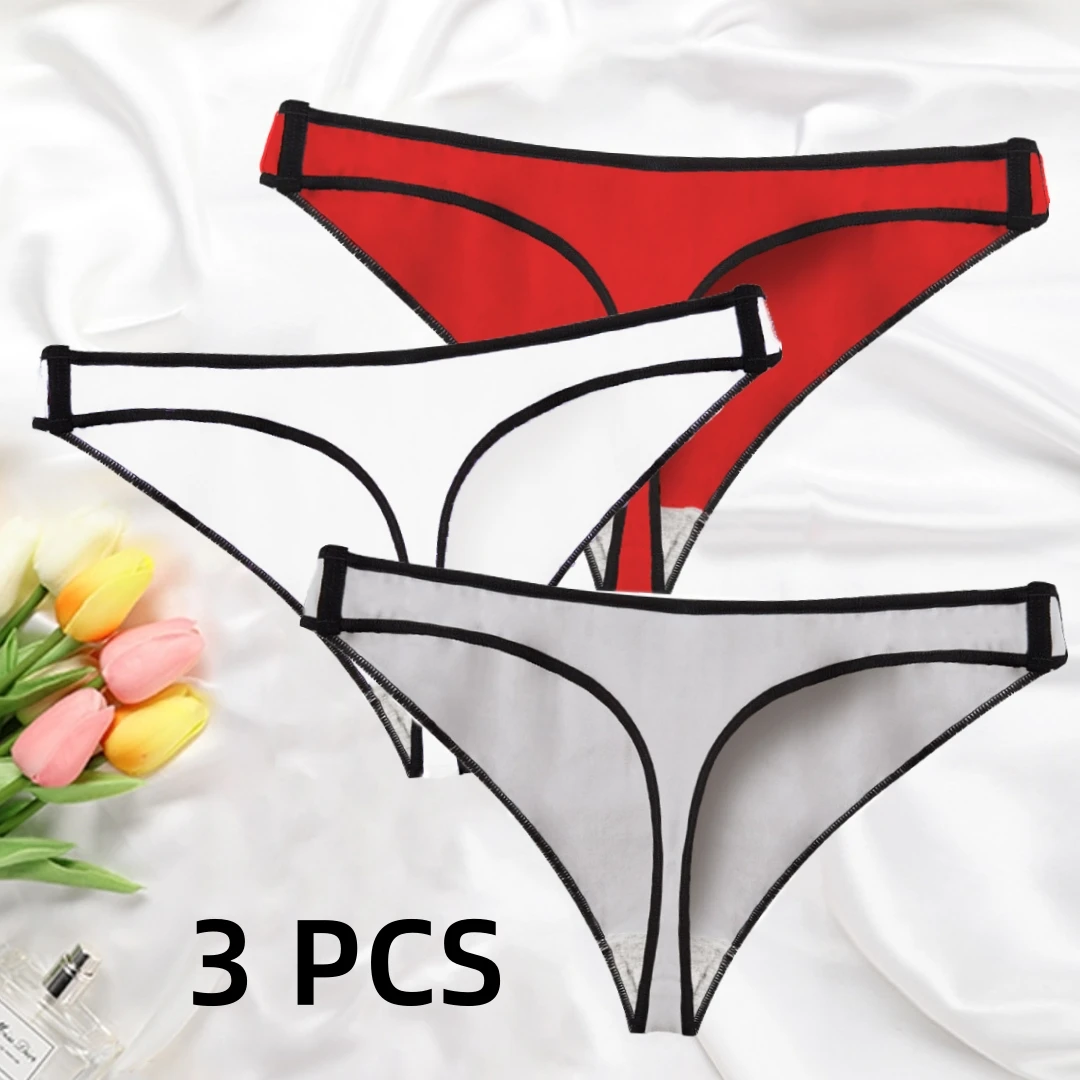 

3PCS Women's Low Waist Sexy Invisible Traceless Temptation T Pants European and American Edition Sports Underwear Cotton