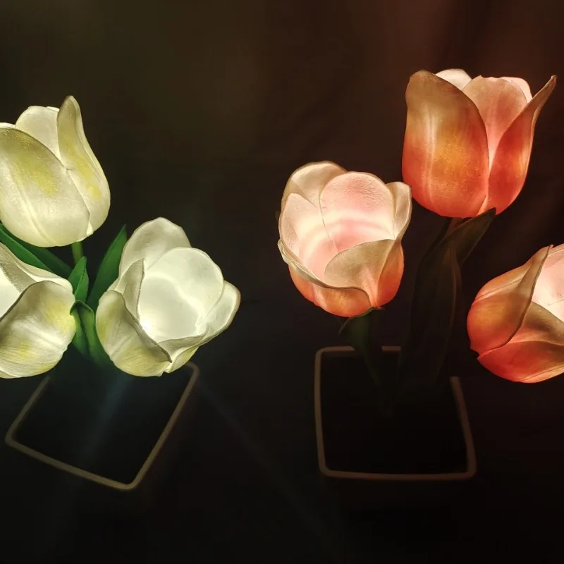 Luci notturne a LED lampada da scrivania per camera da letto a forma di fiore spina europea lampada da comodino per lettura da tavolo per la casa