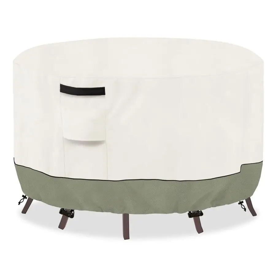 

Round Outdoor Table Cover Waterproof Heavy Duty Patio Furniture Covers, Round Patio Table Chair Set Covers 72 Dia x 28 H Beige