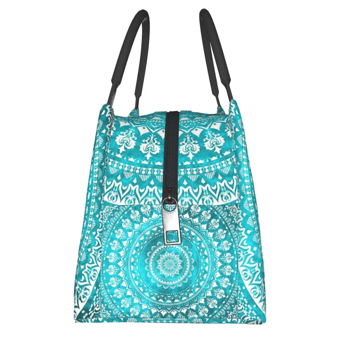 Mandala Lunch Bags Turquesa para Mulheres, Caixa Bento Isolada, Tote de piquenique à prova de vazamento, Refrigerador, Bolsa térmica para meninas, Trabalho