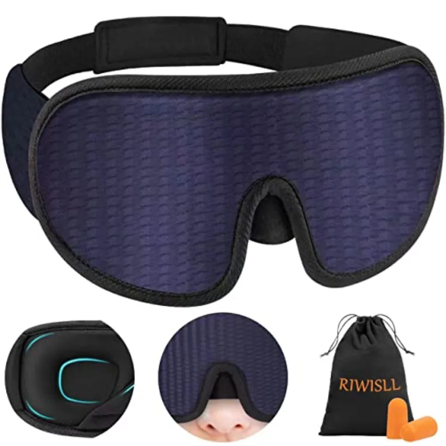 

Sleep Mask, Super Soft 3D Contou Cup Sleeping Mask, Upgraded 100% Blockout Light Sleep Masks for Women Men with Adjustable Stra