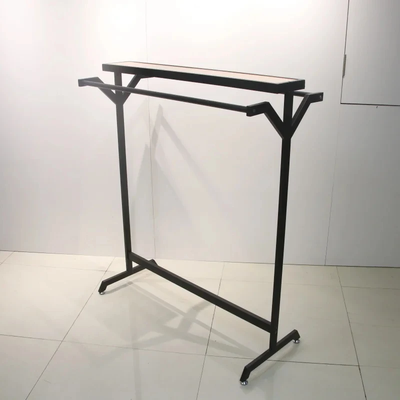 custom.Practical Heavy Duty Double Rod Clothing Rack with Wood Shelves Shopping Malls Supermarkets Clothing Stores