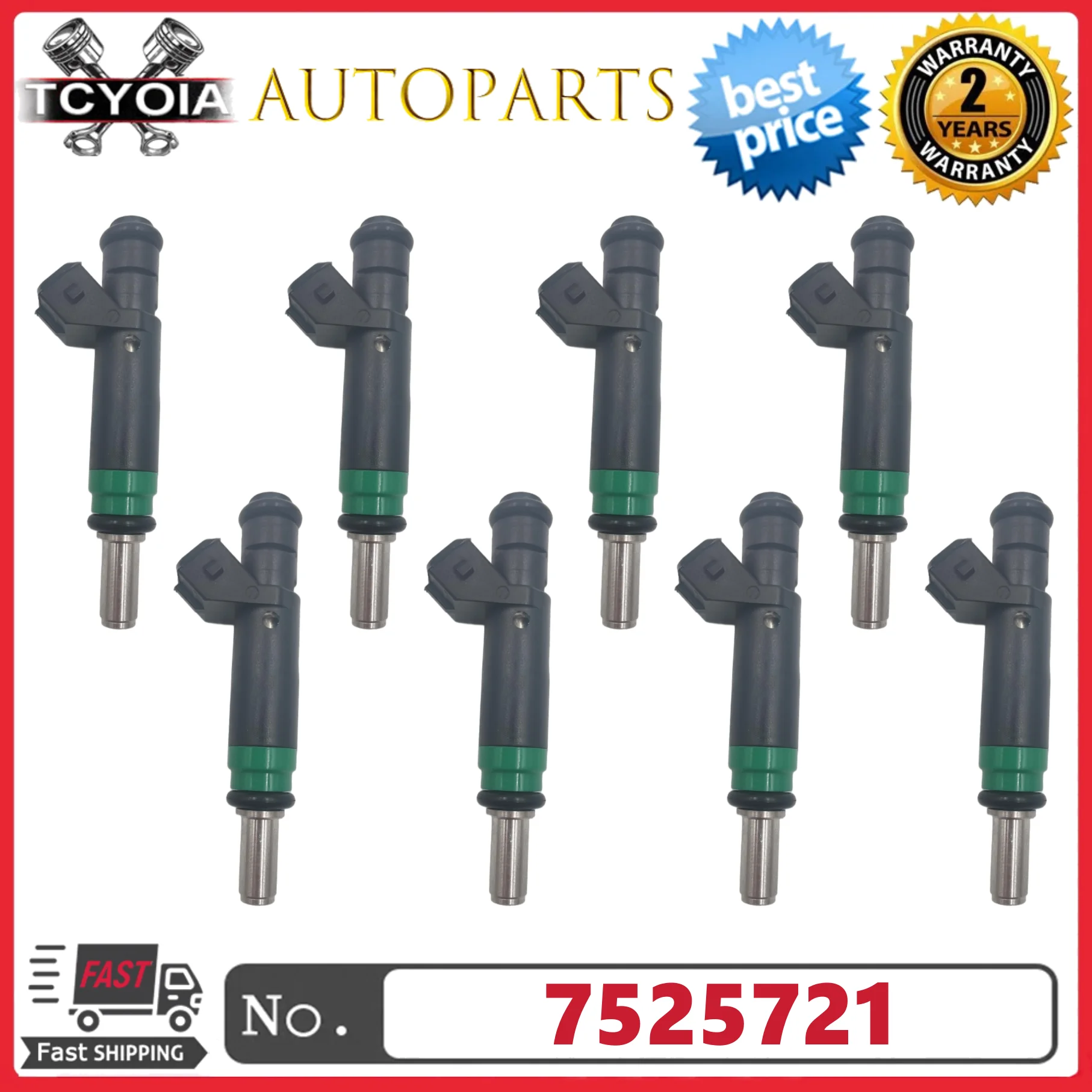 

8Pcs/lot Fuel Injectors 7525721 13647525721 For 2004-2010 BMW 545i 550i 650i 745i 750i 750Li X5 V8