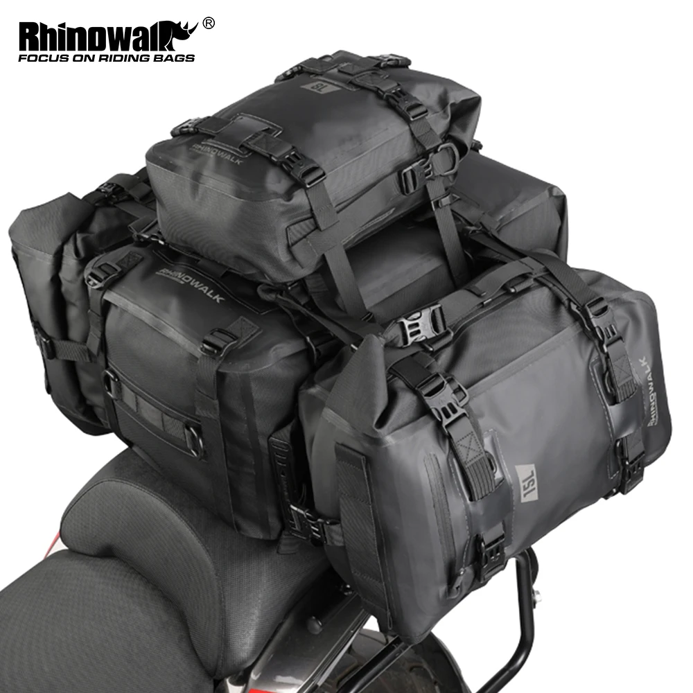 

Rhinowalk Motorcycle Tail Bag Waterproof 8L 15L 30L Motorbike Rear Seat Saddle Bag Universal Side Pannier Bag Travel Luggage Box