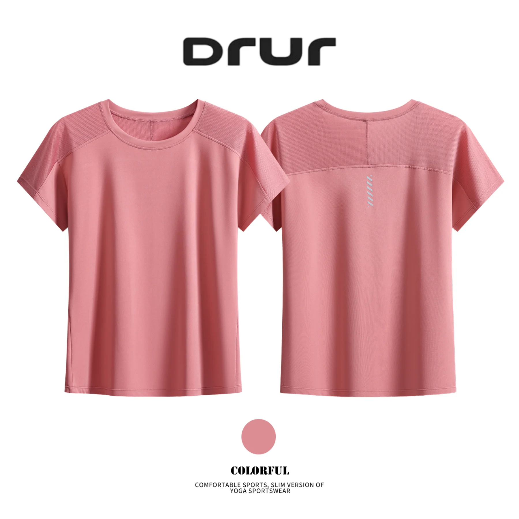DRUR Women's Yoga Shirts With Back Mesh Lightweight Moisture Wicking Short Sleeve Sports T-shirt Quick Dry Gym Running Tee
