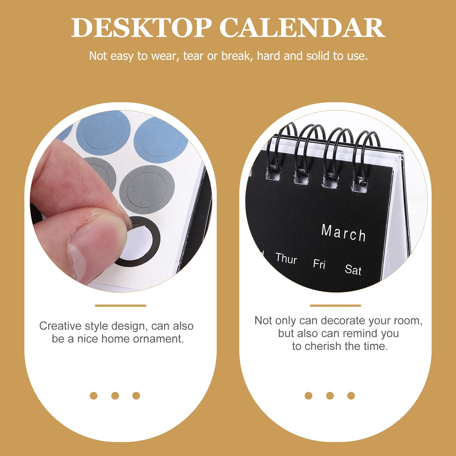 

Mini Desk Calendar 2023-2024 Small Flip Standing Holder Black White Table Office Supplies Thick Material Durability