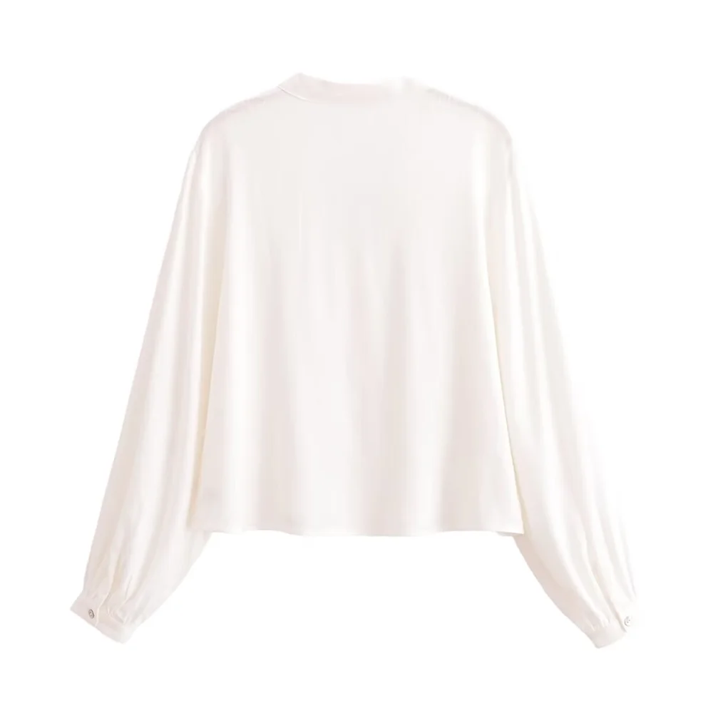 PB & ZA2024-V-Neck Lace patchwork shirt, roupa de mulher, versátil, casual, simples, elegante, temperamento, pendulares, outono, novo