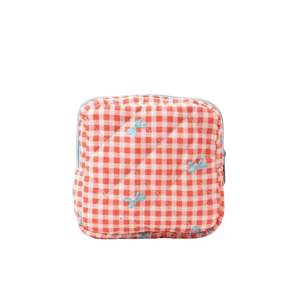 Heart Checkered Sanitary Napkin Storage Bag Quilted Multi-Functional Travel Makeup Bag Portable Mini Zipper Organizer Bag Gift