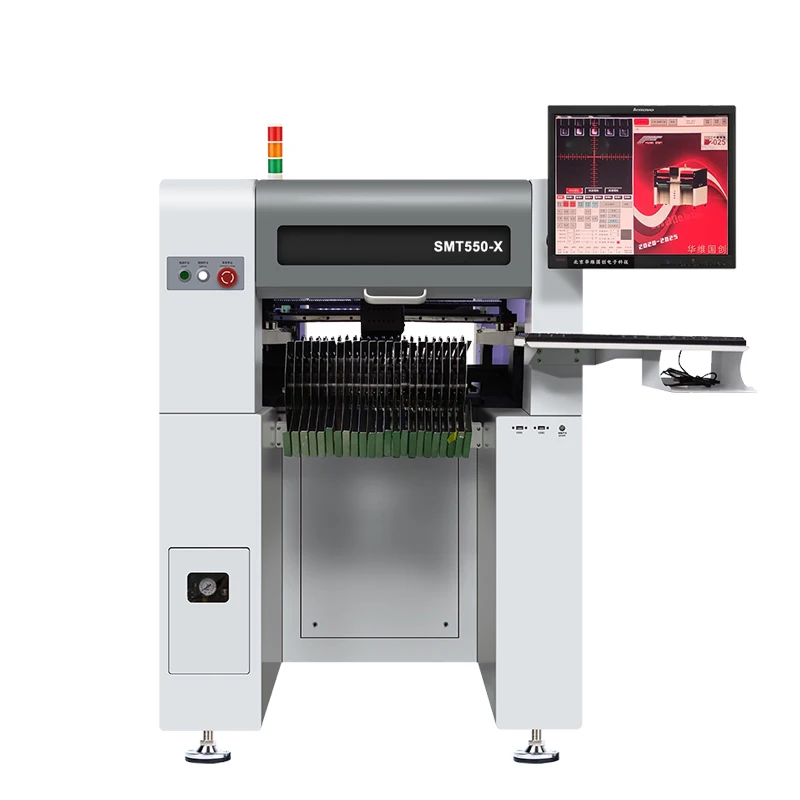 สต็อกใน EU SMT550-X PCB เลือกและวาง 4 หัว 50 Feeder Assembly Chip Mounter Line SMT เครื่อง
