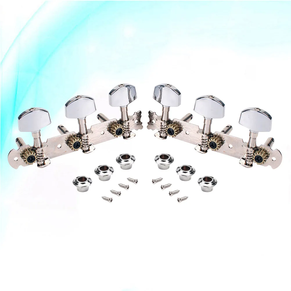 

Mini Square Head Double Holes Classical Guitar Machine Heads 3+3 Tuning Pegs for Guitar Bass GC301E (Silver)