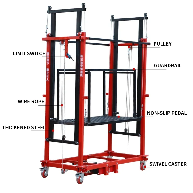 500KG Electric Scaffolding Lift Platform Movable Lifting Folding Indoor Outdoor Construction Warehouse