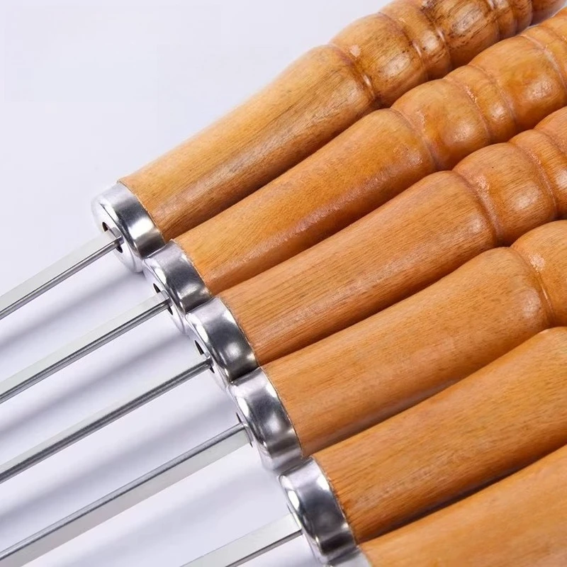 6-Pack 304 Stainless Steel Wooden Handle Flat Baking Needle Tool Braze