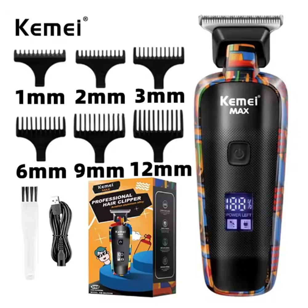 

Kemei KM-5090 Electric Hair Clipper Multifunctional Home Hair Trimmer Printing Graffiti Razor USB Men's Electric Shaver