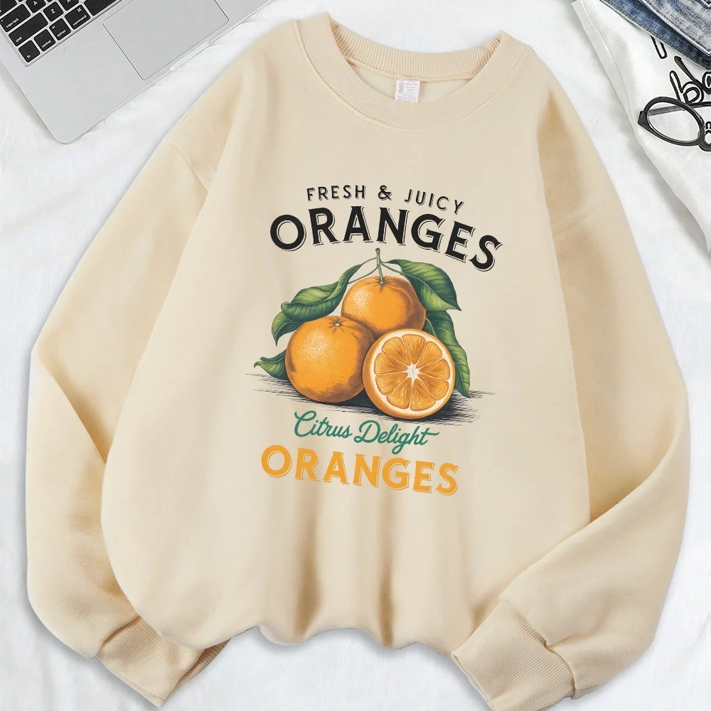 

Y2k Graphic Sweatshirt Oranges Extra Delight with Orange Print Juicy Vibrant Soft Fabric for Fruity Casual Looks Women's sweater
