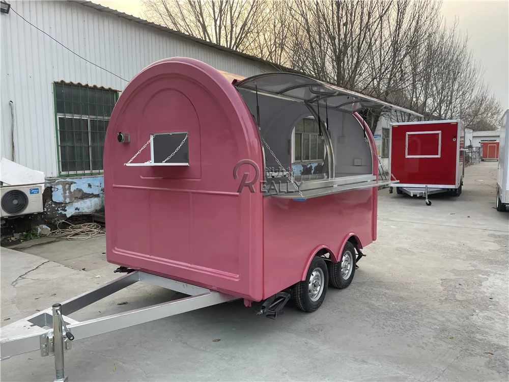 Remorque pour hot-dog, fourgon rond, chariot alimentaire, camion de restauration rapide, collation de crème glacée à vendre, largeur 280, le plus à la mode en Europe, 2023