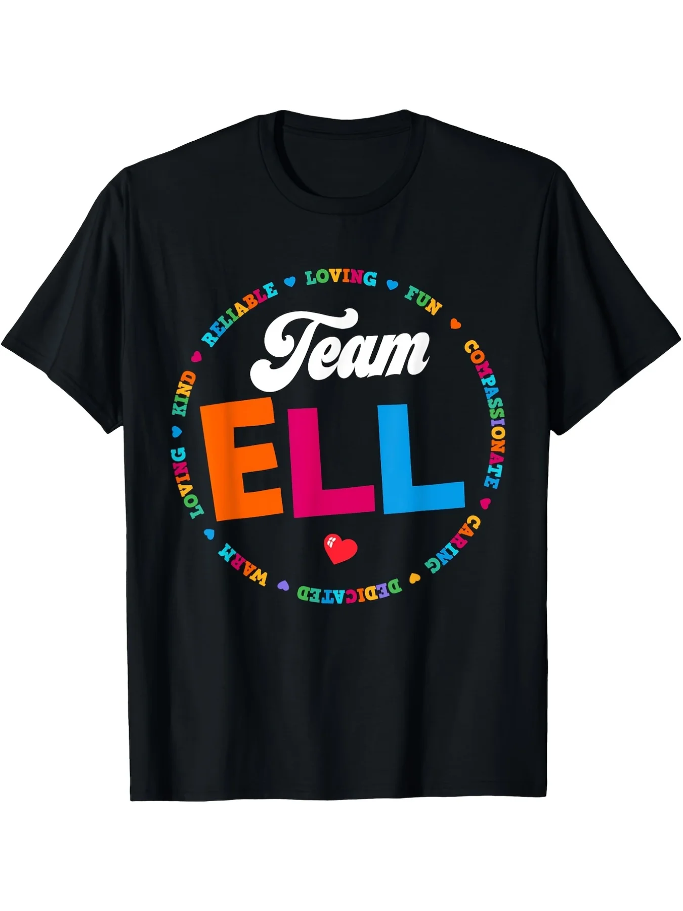 Team ELL Squad English Language Learner T-Shirt - Retro ELL Graphic Crew Neck Tee with ESL Teacher Apparel, Soft Breathable Multicolor Suitable for All Seasons,  Casual Shirt for Language Learning Design