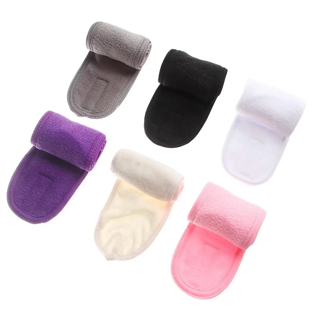 5PCs Spa Stretch Towel Wide Headband Wrap Head Hair Towel Facial Headband Terry Cloth Magic Tape