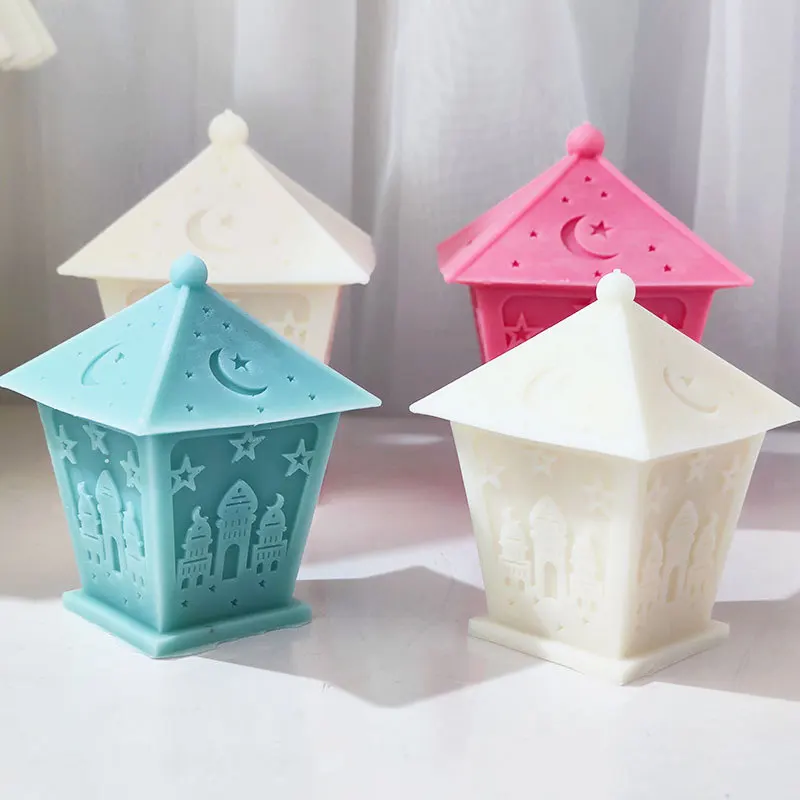 Star Moon Ancient Temple Lamps Candle Soap Silicone Mold 3D House Gypsum Tabletop Ornaments Photography Background Mould