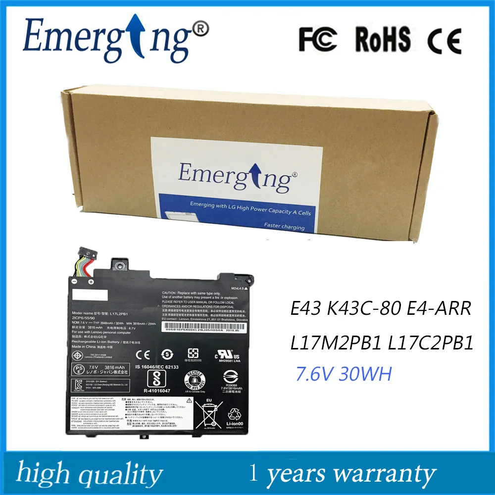 7.6V 30WH الأصلي بطارية لينوفو V130-14IGM 14IFI 14ISE 14ITH E43 K43C-80 E4-ARR L17L2PB1 L17M2PB1 L17C2PB1