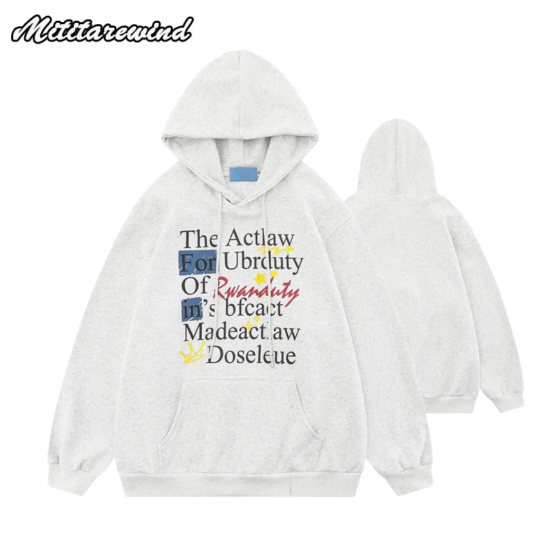 

Men's Sweatshirts Fashion Vintage Loose Hooded Letter Print Clothing For Couple Youth High Street Hip Hop Hoodies Unisex Y2k