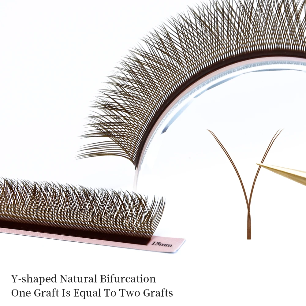 Goddess Brown YY Shape Lashes Double Tips Hand Woven Premium Soft Light Natural YY Eyelashes Extension