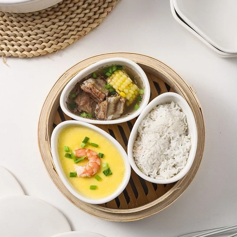 Ceramic household stew pot steamed egg with cover restaurant special creative water drop dessert bowl tableware