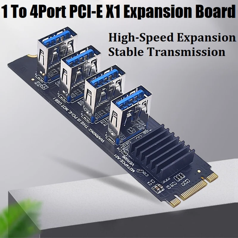 M.2 NVME To 4Port PCI-E 1X Riser Card M.2 MKEY PCI-E Adapter USB3.0 PCI-E Graphics Expansion Card ASM1184E Chip