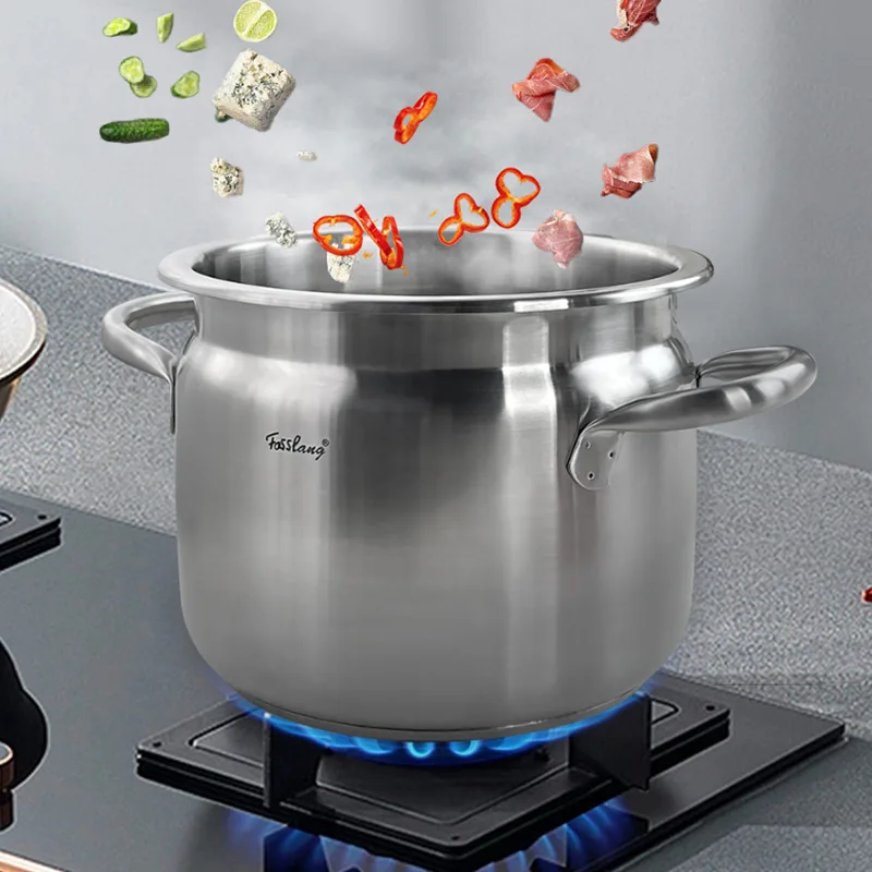 304 Stainless Steel Micro Pressure Soup Pots Thickened Double Bottom Large Capacity Home Stew Steaming Pot Non Stick Cooking Pot