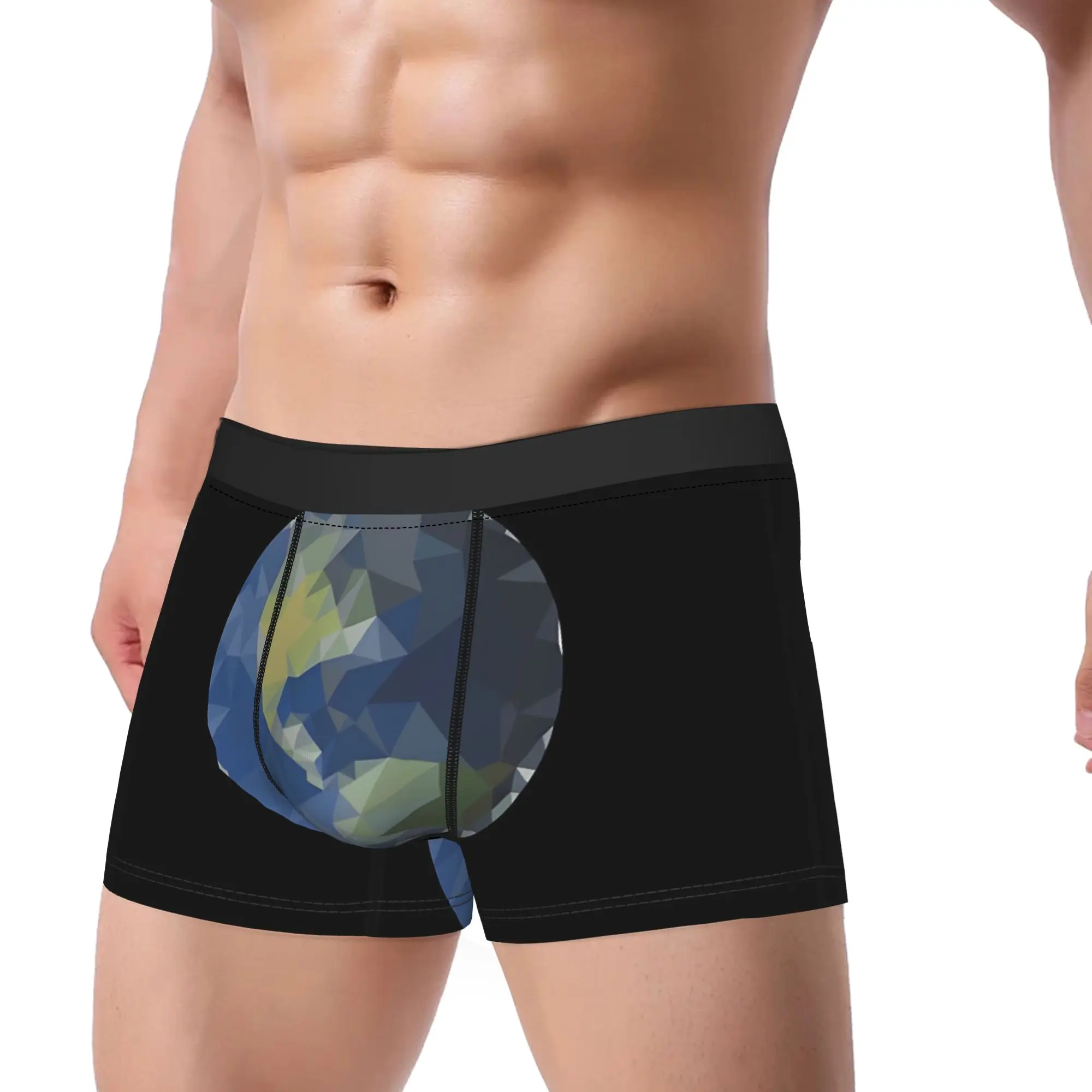 Planet Earth As Polygons Underpants Breathbale Panties Man Underwear Polygon Print Shorts Boxer Briefs