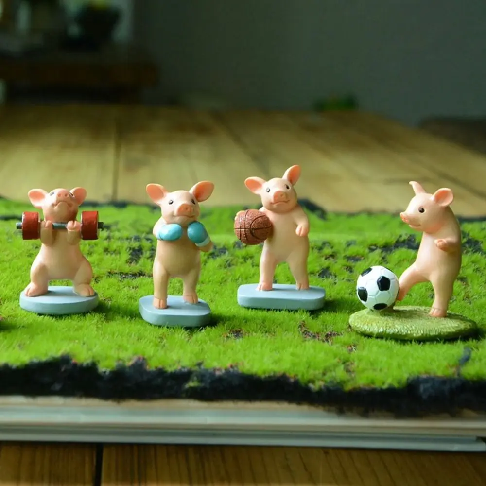

Funny Sports Pig Figures Miniatures Car Ornaments Lovely Piggy Micro Models Office Car Interior Decor Gifts for Boyfriend