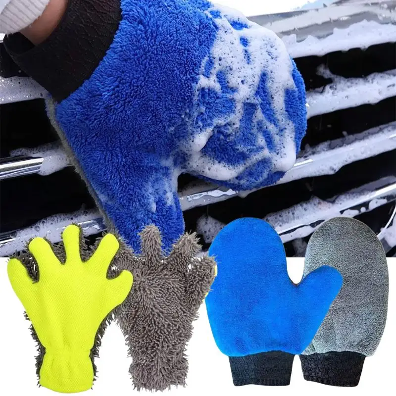 Microfiber Car Wash Soft Gloves Strong Water Absorption Cleaning Glove Scratch Resistant For Car Vehicle Washing Detailing