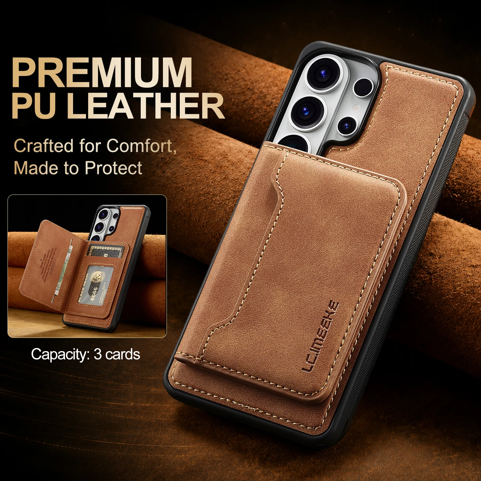 2 in 1 Detachable Cards Solt Leather Case for Samsung S26 Ultra S25 S24 S23 S22 A18 A57 A17 A37 A16 Shockproof For Magsafe Cover
