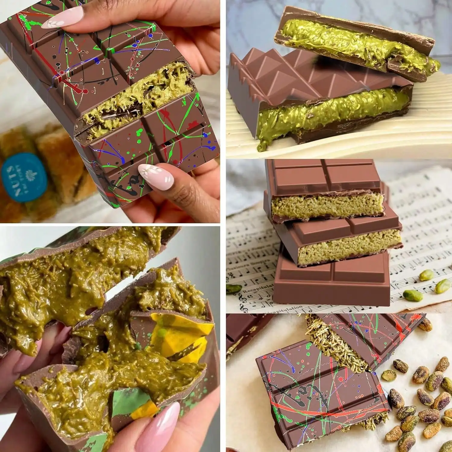Chocolate Non-Stick Silicone Molds,Food Grade Silicone Deep Molds,4 Different Patterns for Filling Snacks Candy Bars Molds